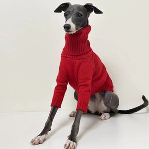 Dog Apparel Italian Greyhound Sweater Whippet Turtleneck Red Christmas Knitted Warm Pet Clothing 231202