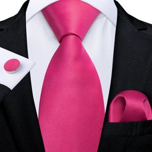 Neck Ties Dibangu Pink Solid Silk for Men Pocket Square Cufflinks Gift Wedding Party Accessories 8cm Necktie Set Wholesale 231204