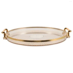 Plates Round Serving Trays Handles Coffee Table Plastic Fruit Plate Snack Dessert Pastry Gold Trim Appetizer Sushi Parties