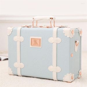 Suitcases Vintage Floral PU Rolling Luggage Sets 13 inch Women Cute Trolley Suitcase Travel Bag Carry Ons With Universal Wheels281200x