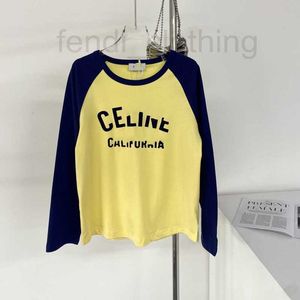 Women's Polos Designer Brand 23 Early Autumn Academy Style Color Block ärmar plockade långärmad t-shirt koreansk lös botten 5SV4