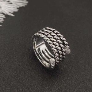 Designer ring Dy Luxury Twisted Pearl HeadDY American luxury Fashion Brand Jewelry carved wired stud with diamond sterling silver for men and women