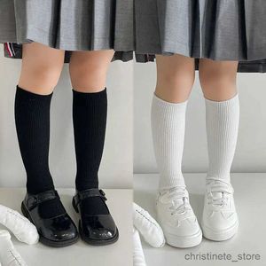 Calzini per bambini Bambini Tinta unita Colore caramella Bianco Nero Trippa Calze a maglia Estate Primavera Cotone Sottile Coreano Lolita Calzini lunghi alti al ginocchio per ragazze R231204