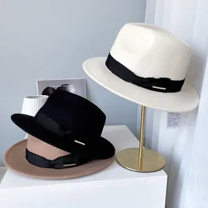 Berretti Cappello Fedora in lana moda per donna Uomo Cappelli jazz australiani di alta qualità Panama Drop Fedora nera