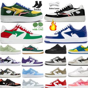 Üst Tasarımcı Sıradan SK8 STA Ayakkabı Gri Siyah Stas SK8 Renk Kamu Combo Pembe Yeşil Camos Pastel Mavi Patent Deri M2 Çorap Platformu Sneakers Trainers Boyut