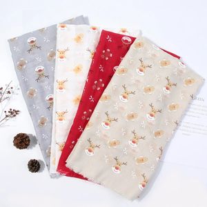 Halsdukar Fashion Reindeer Print Scarves Shawls Wrap Deer Print Christmas Scarf Hijab Affikation 4 Färg Partihandel 231204