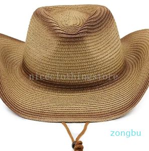 Chapéu de sol de verão masculino, chapéu de palha de cowboy ocidental, aba larga, chapéu jazz, chapéu masculino, férias, praia, moda casual, viagem ao ar livre, chapéus de sol, papai, boné de proteção solar