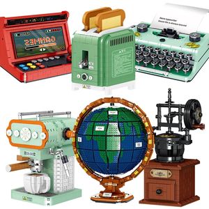 Diecast Model Classic Creative Ideas Globe Typewriter TV Building Blocks Mini Bricks Coffee Machine Mug Bread Maker Model Kit Toys For Adults 231204