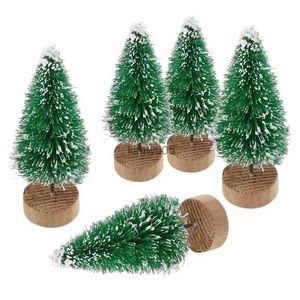 Julekorationer 1pc Mini Christmas Tree Pine Tree Artificial Sisal Snow Landscape Xmas Tree Diy Festival Decorations for Home Table New Yearl231117
