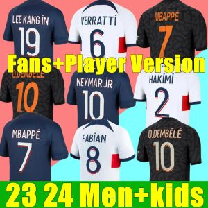 5A + TOP New 23 24 MBAPPE HAKIMI soccer jerseys Vitinha N.Mendes O.Dembele Maillots de football 2023 2024 MARQUINHOS VERRATTI Men Women kids kit shirt uniforms home 3rd