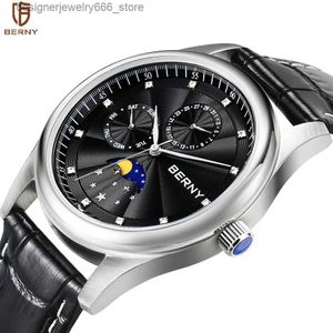 Outros relógios BERNY Quartz Casal Safira 34/38mm Dial Diamond Moon Phase Calendário Pulso Day-Date Dial Blued-Steel Hand Wrist Q231204