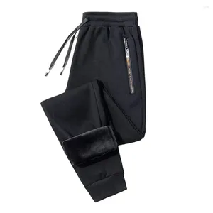 Pantaloni da uomo Fodera in pile maschile Foderato da jogging con tasche con coulisse in vita elastica Pantaloni per l'autunno