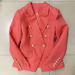 Womens Suits Blazers High Street Fashion Designer Blazer Classic Lion Buttons Slim Montering Textured Jacket 231204