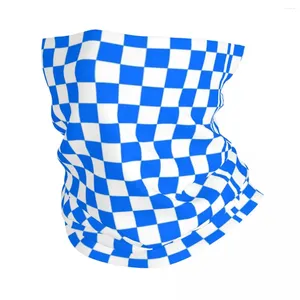 Scarves White Colorful Blue Checkerboard Bandana Neck Gaiter Checkered Balaclavas Mask Scarf Warm Cycling Outdoor Sports Adult Windproof