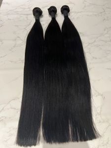 FANSSI Hair Bundles Natural Black Real Human Hair weave Straight Remy Hair Full End 10A High Quality Can be dyed and styled.