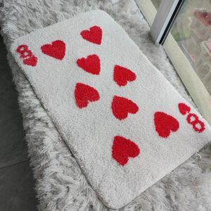 Teppiche Poker Red Love Teppich, rechteckig, getuftet, Karte, Herz, Teppich, Wohnzimmer, Badezimmer, Schlafzimmer, Fußmatte, weiches Plüsch, Bodenmatte