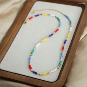Choker Minar Bohemian Colorful Beads Strand Beaded Necklace for Women wholowersale 18k Gold PVDメッキステンレス鋼