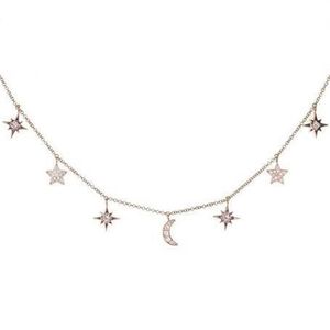 925 Sterling Silver Jewelry Love Moon Star Halsband Pendants Chain Choker Halsband Ken Kvinnliga uttalande smycken Bijoux T19062268G