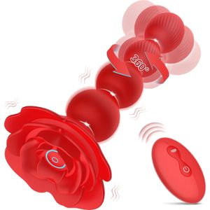 Vibratoren 360 Rotation Butt Plug Vibrator mit 10 rotierenden Vibrationsmodi Prostata-Massagegerät Rosenform Analkugeln Sexspielzeug für Frauen Mann 231204