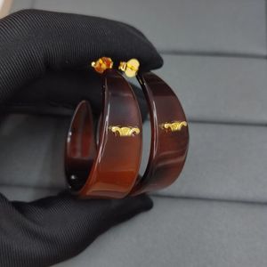 Yeni Moda Hoop Huggie Küpe Akrilik, Reçine, Lucite Pirinç Marka Tasarımcı Küpeler Kadınlar İçin Düğün Hediye Takı