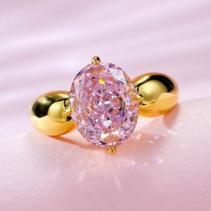 14K Gold Pink Moissanite Diamond Ring 100% Real 925 Sterling Silver Party Wedding Band Rings for Women Bridal Engagement Jewelry