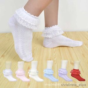 Kids Socks 3Pairs Cotton Eyelet Flower Socks Toddler Baby Child Girls Ruffle Lace Ankle Cotton Dress Socks Princess Summer