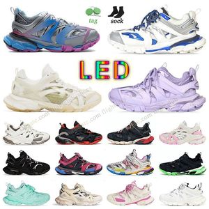 Spår 3 3.0 LED Night Casual Shoes Mens Womens Designer Sneakers Tracks LED 2.0 Runner 7.0 Triple S All Black and White Lace Up Platforms Sneakers Outdoor Walking Tennis