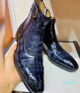 Classic Fashion Casual Banquet Everyday Retro Crocodile Pattern Buckle Ankle Boots