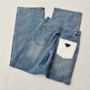 Frauen Designer Jeans Hosen Zurück Brief Abzeichen Hosen Street Style Gerade Denim Hose Für Frau