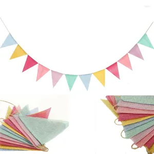 Decoração de festa 4m 12pcs bandeiras de linho de juta coloridas bandeiras de aniversário bunting banners de parede pendurado banner de casamento guirlanda decoração de casa