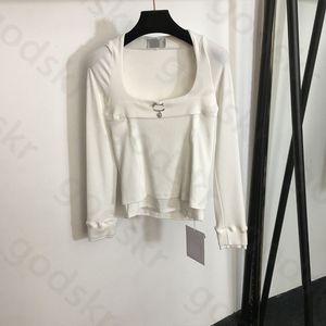 Sexy gola quadrada camisa feminina moda manga comprida magro base camisa designer clássico base t camisa