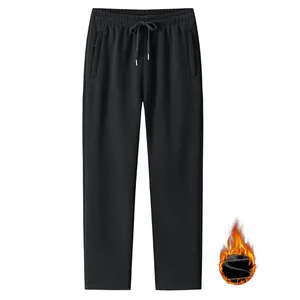Men's Pants Fleece Sweatpants Cotton Casual Open Bottom Leg Athletic Lounge With Zipper Pockets