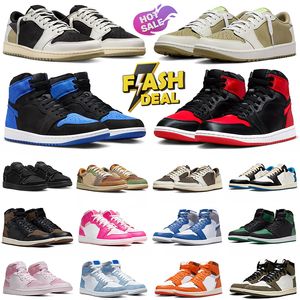 Jumpman 1 hohe Basketballschuhe 1s Designer für Männer Frauen Turnschuhe mittelweich rosa niedrig Golf Olive Reverse Mocha Black Phantom Green Herren Damen Outdoor-Sporttrainer