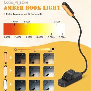 Gece Işıkları Amber Kitap Işık Mini USB LED şarj edilebilir esnek gece ışık klipsli masa lambası hafif okuma lambası seyahat yatak odası kitabı yq231204