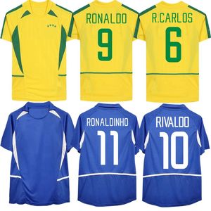 2002 Brasil Ronaldo retro camisas de futebol KAKA Ronaldinho R.CARLOS CAFU RIVALDO clássico vintage camisa Brasil JUNINHO camisas de futebol