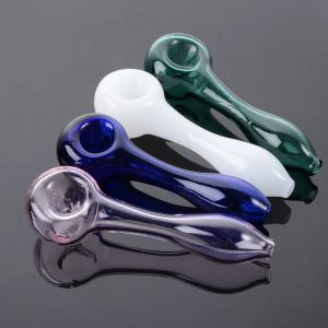 在庫カラフルな喫煙パイプPyrex Glass Oil Burner Pipe Bubbler Hand Spoon Pipes Mini Heady Free Type Portable Tobacco Tools Small Dab ZZ