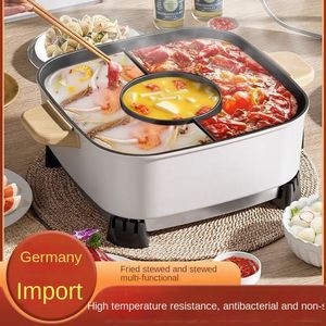 Neuer multifunktionaler elektrischer Chafing-Dish-Kochtopf mit großer Kapazität und integriertem 6-Liter-Haushalt mit Antihaftbeschichtung, Feuerkraft-Hot Pot mit zwei Geschmacksrichtungen