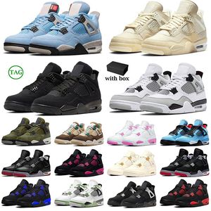 Com Caixa Jumpman 4 Tênis de Basquete 4s Mens Mulheres Branco Oreo Royalty Universidade Azul Cactus Jack Red Thunder Treinadores Esportes Sapatilhas 36-47