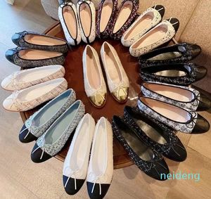 Klänningskor designer balett sko våren höst fårskinn båge mode svart platt båt sko dam läder lata dans loafers kvinnor skor stor storlek