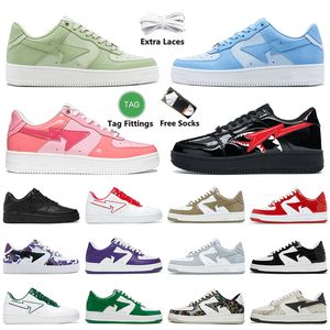 Designer Mulheres Mens Sapatos Casuais Estrela Treinadores Bapessta Macacos Sta Sk8 ABC Cor Camo Combo Rosa Azul Medicom Brinquedo Patente Couro Preto JJJJound Branco M2 Sapatilhas Loafer