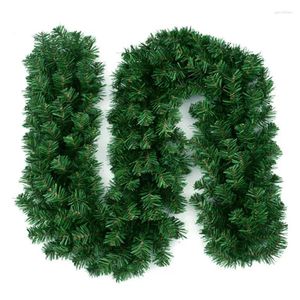 Flores decorativas natal rattan grinalda 2.7m artificial verde guirlanda pendurado decoração festival reunião festa de família diy