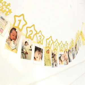 Decoração de festa 12 meses po frame banner primeiro feliz aniversário decorações crianças 1º bebê menino menina 1 um ano suprimentos