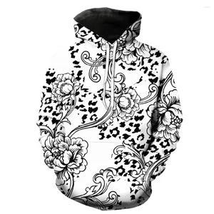 Erkek Hoodies Soyut Hayvan Dokusu Leopar Baskı Hoodie Street Giyim Bahar Kapşonlu Ceket Uzun Kollu Şık 3D Baskı