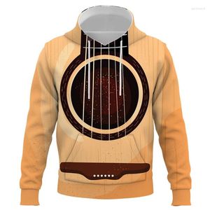 Herrtröjor roliga gitarr konst 3d tryck unisex hooded tröjor mode hip hop streetwear höst/vinter barn pullover