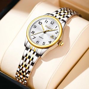 Orologi da polso TAXAU Orologio da donna al quarzo Oro Argento Impermeabile Acciaio inossidabile Digitale Orologi da donna eleganti originali Reloj