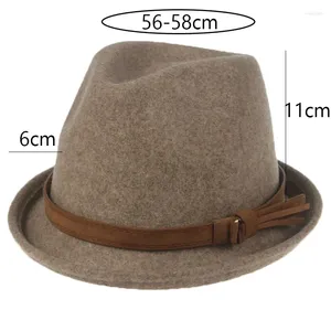 Bérets chapeaux pour femmes ruban de laine bande nœud papillon Panama Cowboy Cowgirl chapeau solide noir Beige hommes Sombreros De Mujer