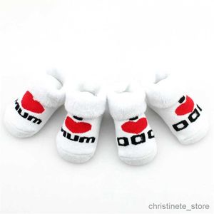 Kids Socks Spring Cotton Mini Cute White Girls Boys Love Dad Mum Newborn Kids Stitch Socks for Toddler Baby Home Floor Bedding Cheap Stuff R231204