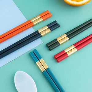 Chopsticks 5 par rödblå grön färg återanvändbar värmebeständig glasfiberpinnar nudlar sushi