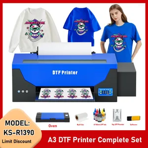 Skrivare med ugn A3 R1390 -bunt för t -shirt All Fabric Direct Transfer Film Tshirt Printing Machine