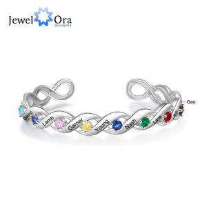 Bracciale rigido personalizzato con incisione 8 nomi braccialetti per donna Braccialetti personalizzati con infinito amore infinito Regali anniversario per la madre 231204